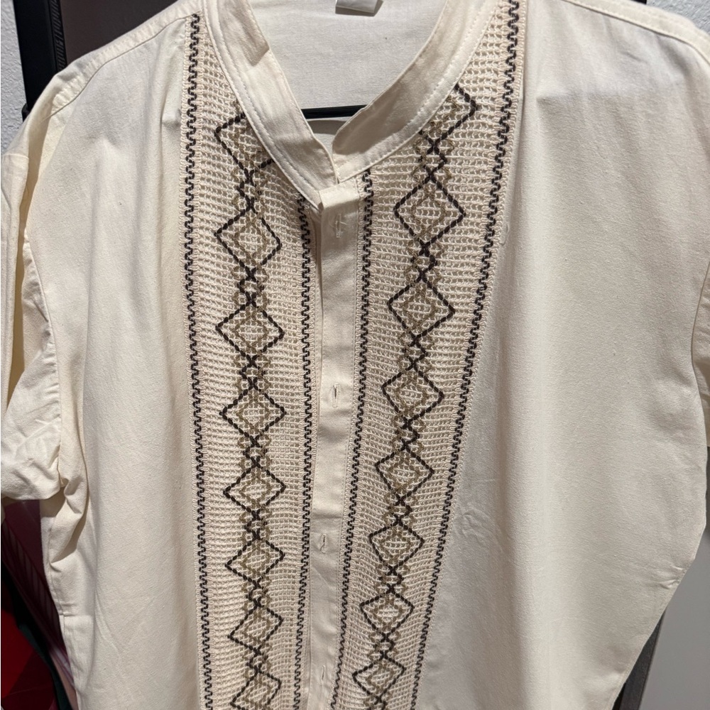 Cream Embroidered Men's Shirt